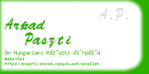 arpad paszti business card